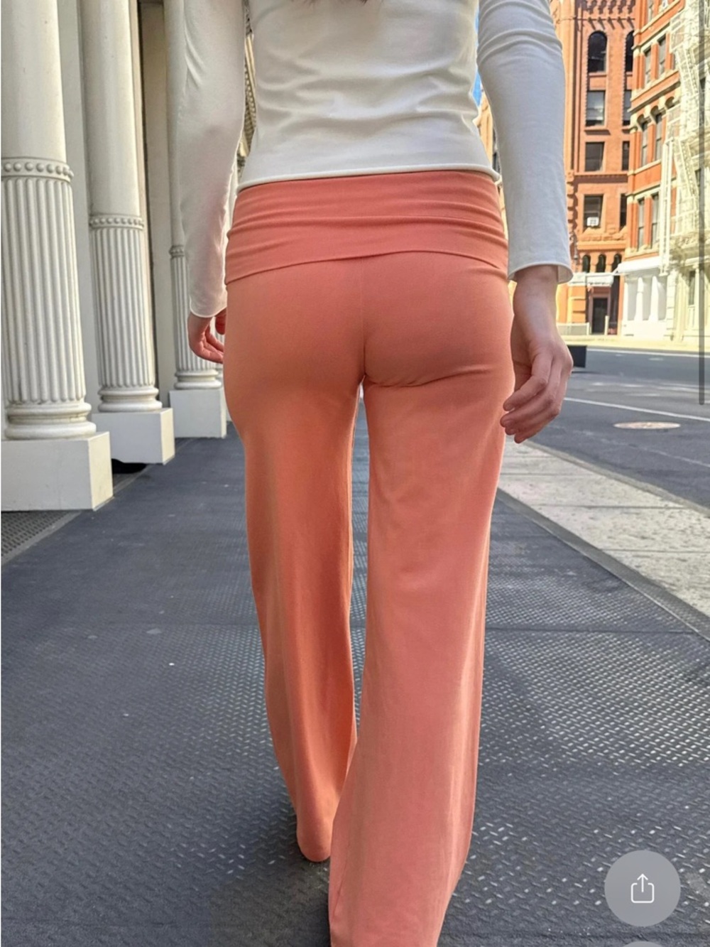 Brandy Melville Coral Pink Orange Wide-Leg Fold-Over Waist Priscilla pant